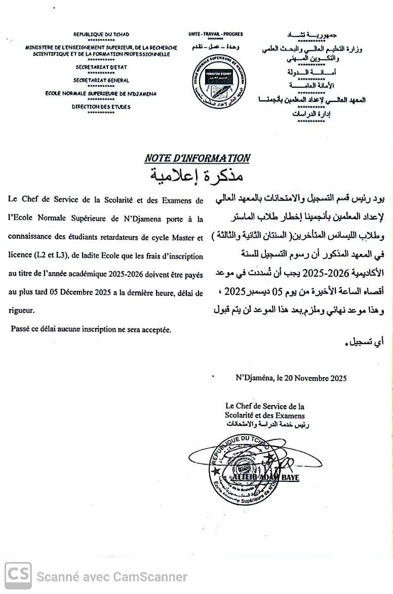 NOTE IMPORTANTE – INSCRIPTION 2025-2026